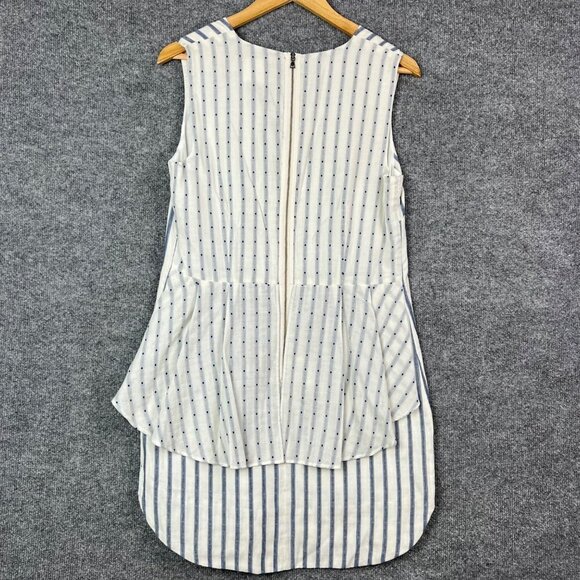 NEW $198 BCBGMAXAZRIA Yousra Blue & White Striped Peplum Dress Size 8 - Picture 2 of 7